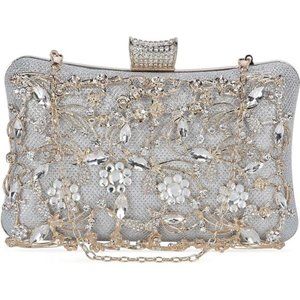 Womens Crystal Evening Clutch Bag Rhinestone Wedding Handbag Purse for Bridal